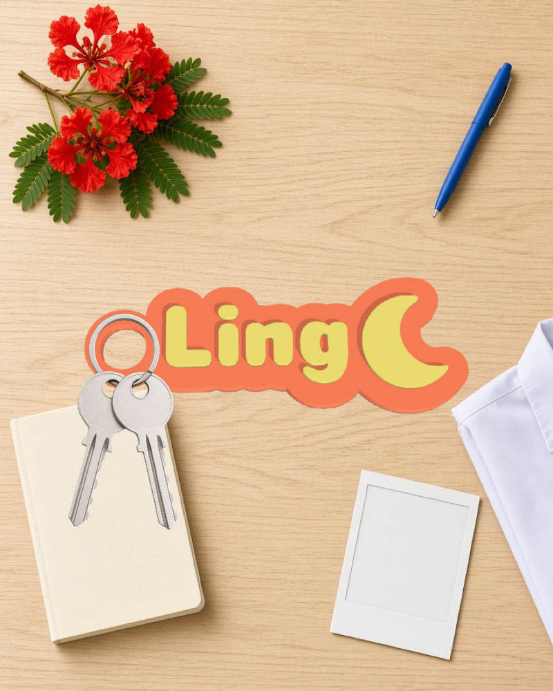Móc khoá tên mẫu Ling và mặt trăng