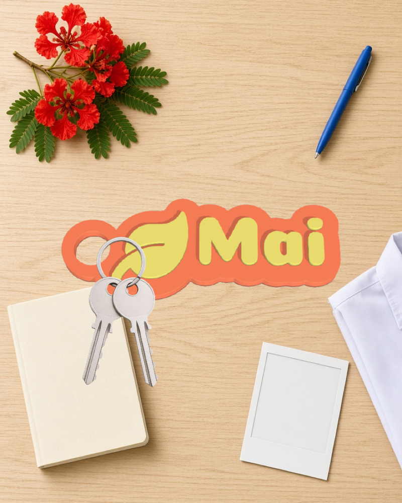 Móc khoá tên mẫu Mai và chiếc lá